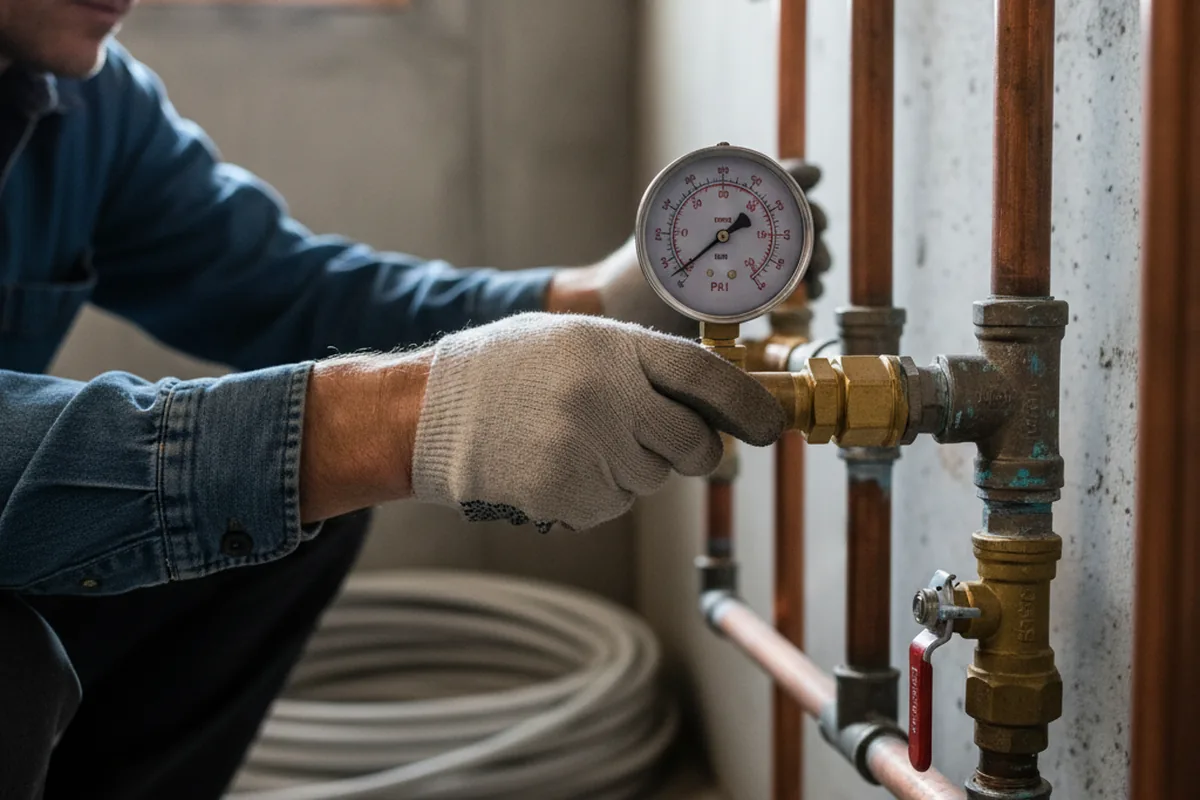 Pressure testing a repaired line during Water Line Repair in Mossyrock